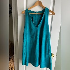 Free People Retro Love Suede Dress Teal Size Small EUC